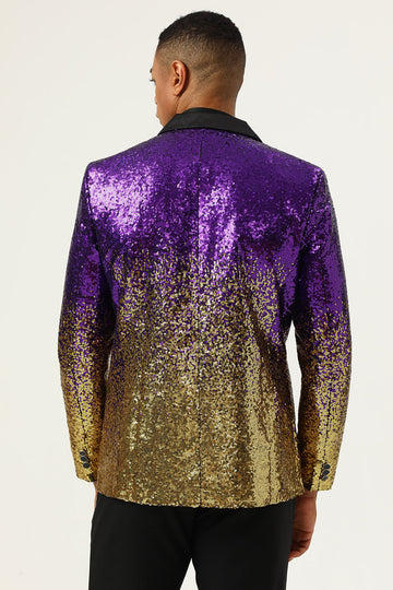 Menn 2 Piece Ombre paljetter Purple Slim Fit Notched Lapel Prom Dresser